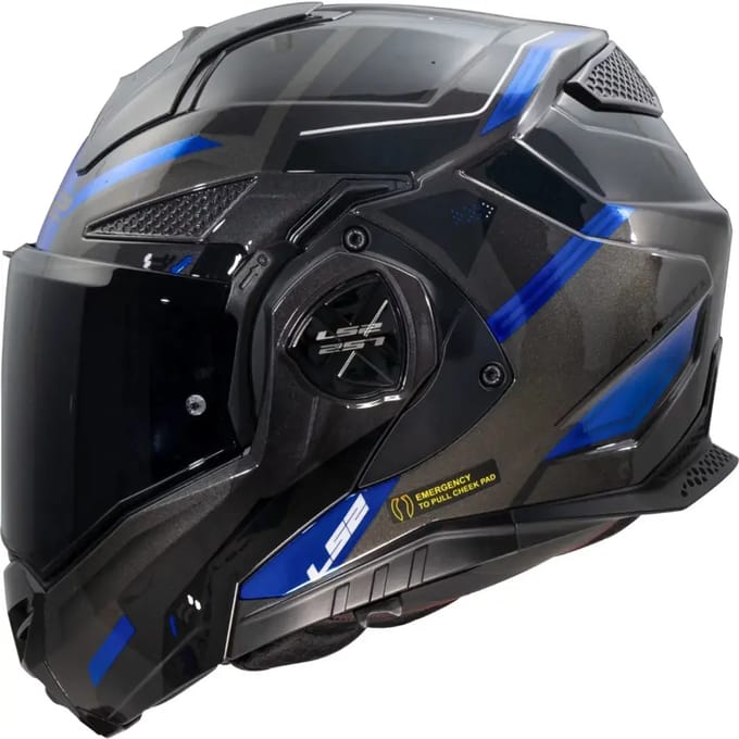 LS2 FF901 Advant X Spectrum Zwart Titanium Blauw Systeemhelm - Helm