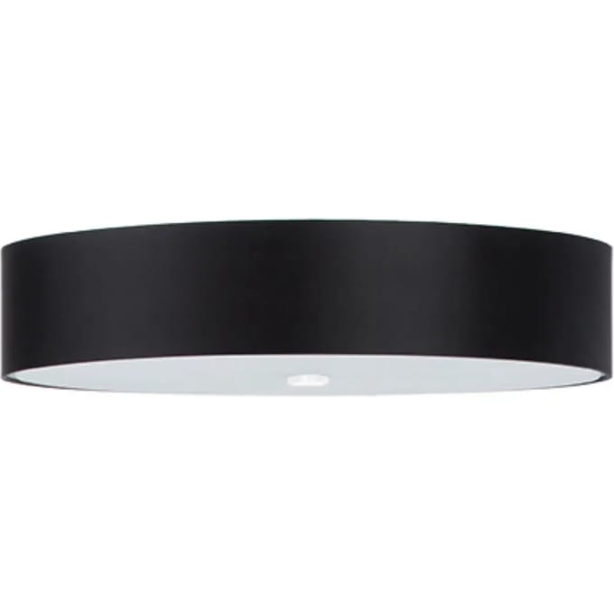 Plafondlamp SKALA 60 met ronde stoffen kap en glas - Sollux Lighting - IP20 - Zwart stof/glas/staal behuizing - 60 x 60 x 16 cm - 5 x E27 LED, exclusief lichtbron - 5 x 15 W - Minimalistische plafondlamp voor woonkamer, slaapkamer en eetkamer