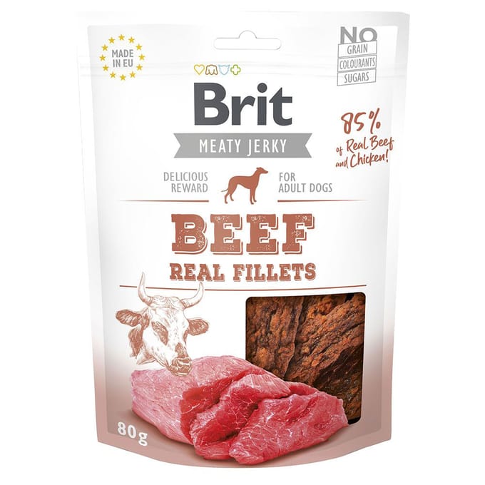 Brit Jerky Beef Real Fillets - Rundvlees - hondensnoepjes - 80 g