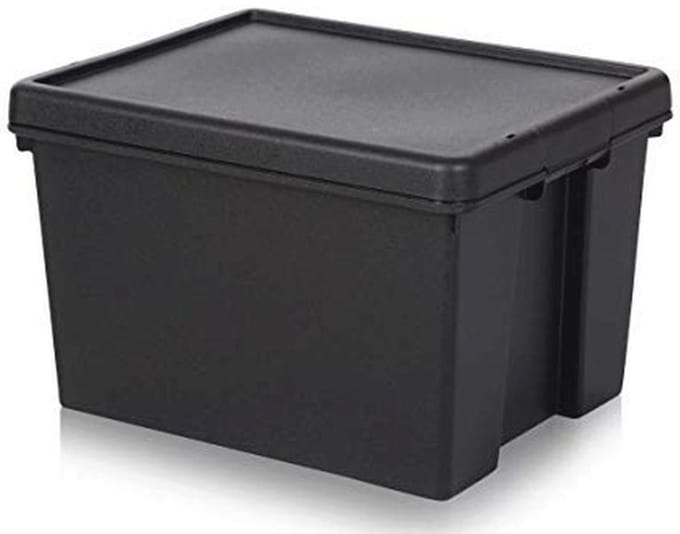 Zwarte Recycling Bak 45 Liter met Deksel - Robuuste Kunststof Afvalbak