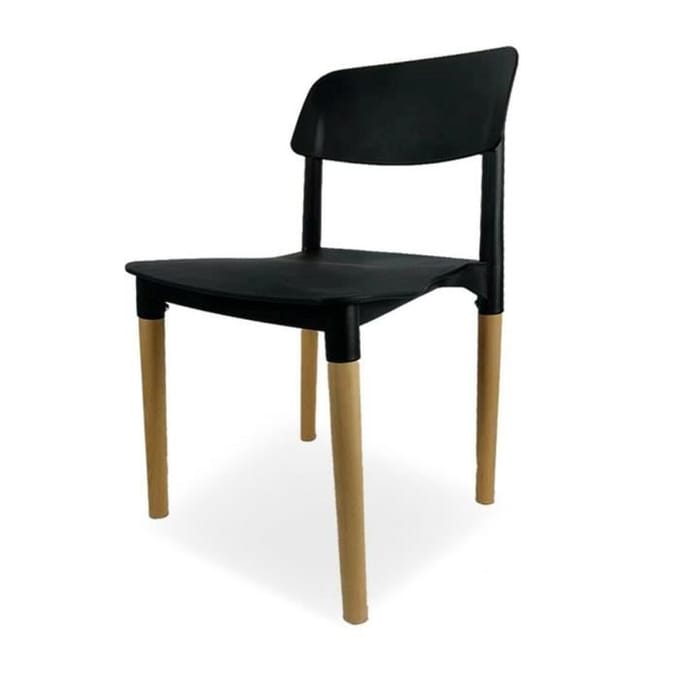 Stoel - VERSA - Versa - Zwart - Hout & Polypropyleen - 45x76x42 cm