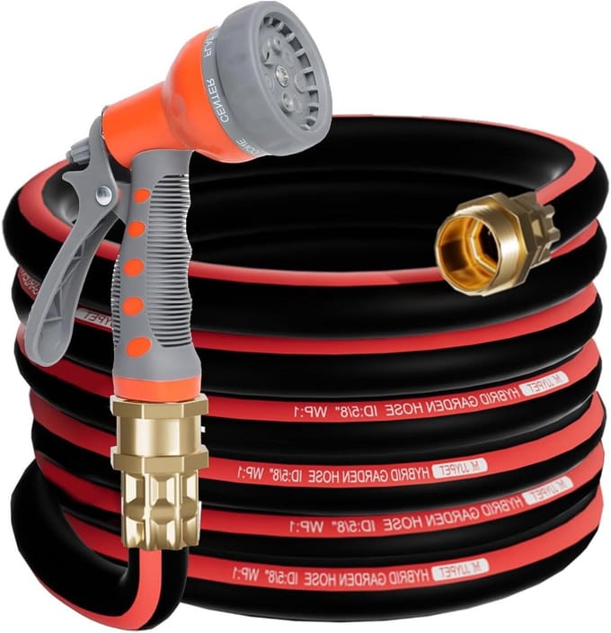 Flexibele Tuinslang - Waterslang Knikvrij - Buiten Bewateren - Hybride Rubber Polymeer - 25FT Lengte - Zwart Rood