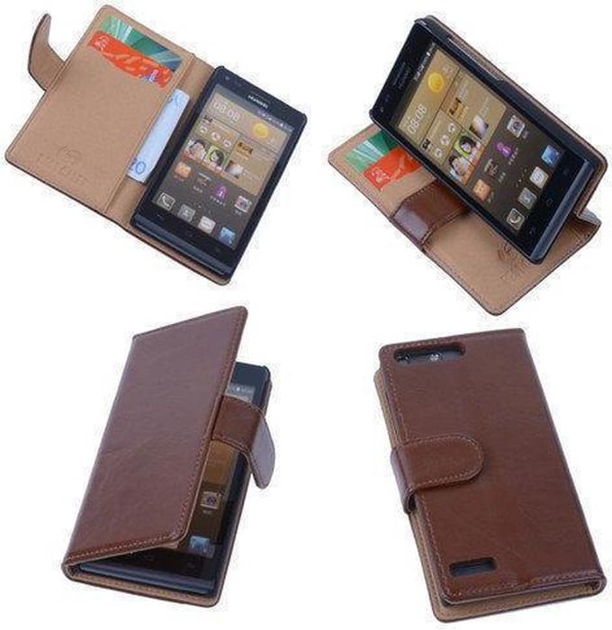 PU Leder Hoesje Huawei Ascend G6 Book/Wallet Case/Cover Bruin