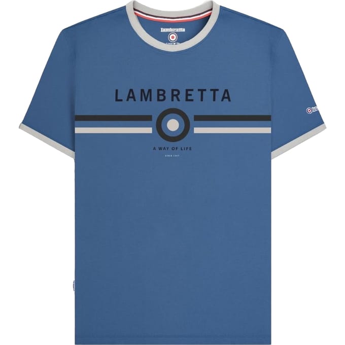 Lambretta Heren Target Ringer T-shirt (Maanlicht Oceaan)