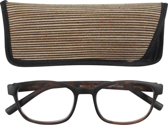 Lilly&June Leesbril Zwart/Bruin +2.5 - Met Bruin Gestreept Etui
