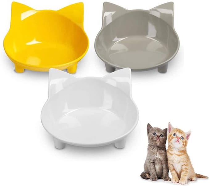 Cat Bowls Set of 3 - Non-Slip Multi-Purpose Pet Bowl Rubber Base