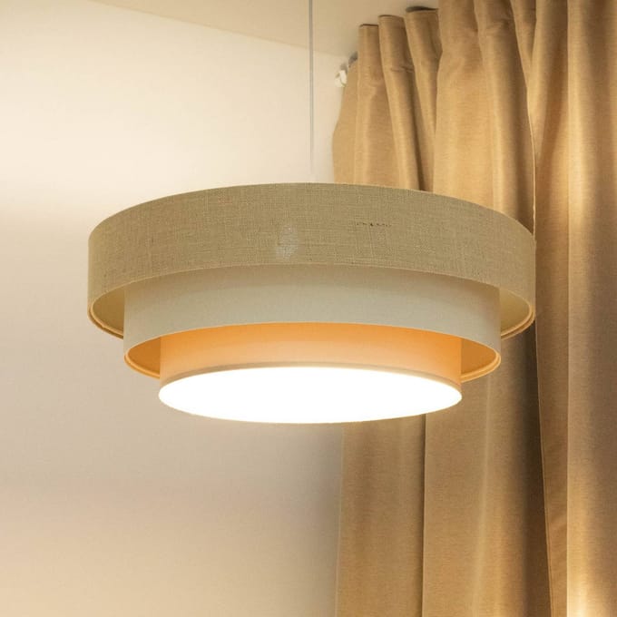 Maco Design Boho hanglamp, crème/beige, Ø 60 cm, hoogte 20 cm, jute