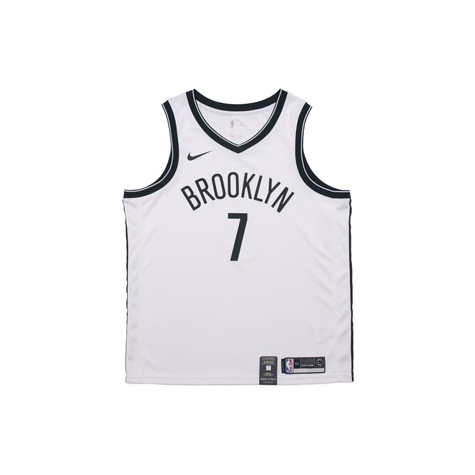 Nike Straight Fit Sneldrogend Basketbalshirt - Nets Kevin Durant Nr. 7 Heren Jersey Wit 864401-103 L gray