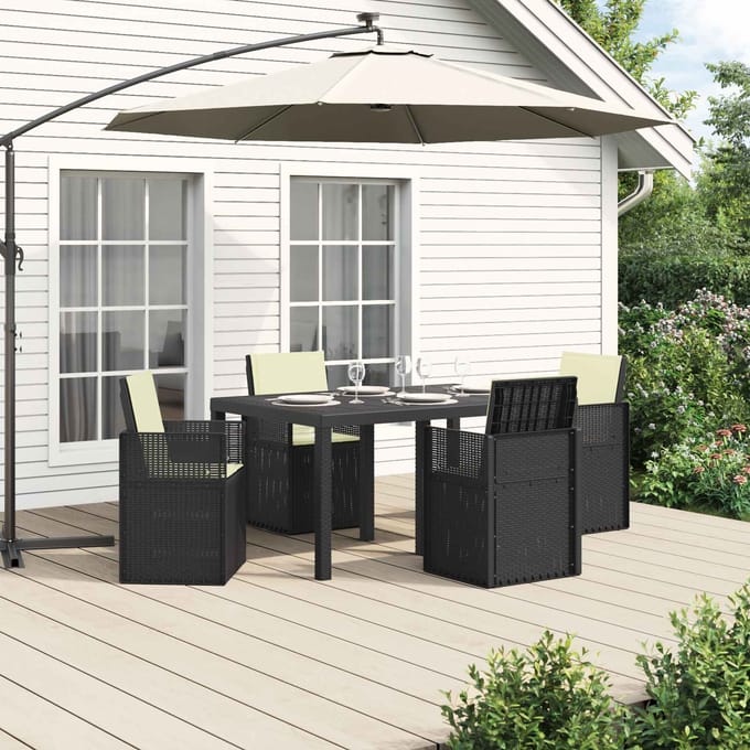 vidaXL - Tuin - Eettafel - Set - 5 - st - Antraciet- - en - crèmekleurig - PP