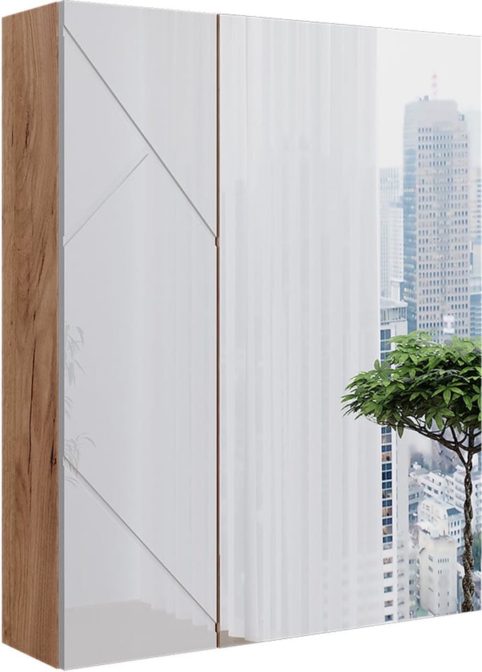 Vicco Irma Badkamerspiegelkast – 60 x 75 cm Wit/eiken