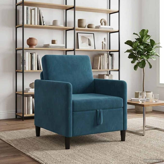 vidaXL - Sofa - met - Opbergruimte - Blauw - 72 - x - 78 - x - 87 - cm - Polyester