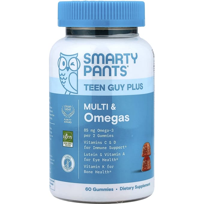 SmartyPants, Tiener Jongen Plus Multi & Omega, Ananas Sinaasappel, 60 Gummies