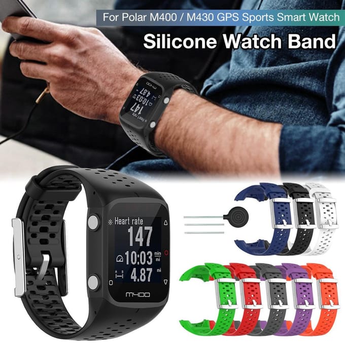 Siliconen horlogeband vervangingstool voor Polar M400 M430 smartwatches (opp) brown