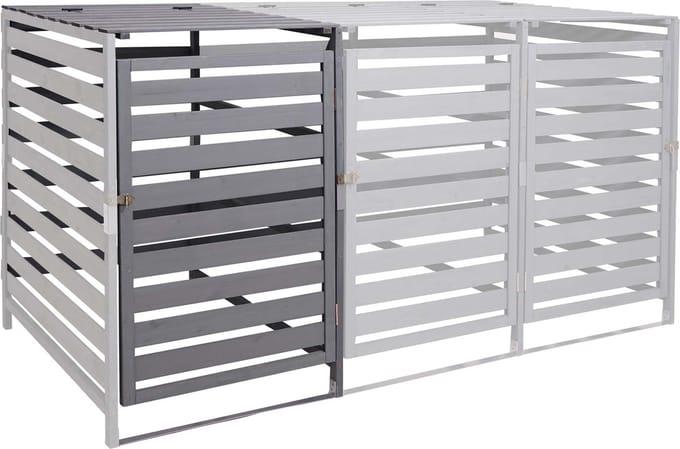 XL 1-bin/2-bin afvalbak deksel uitbreiding MCW-H62, afvalbak, 114x67x97cm massief hout ~ lichtgrijs