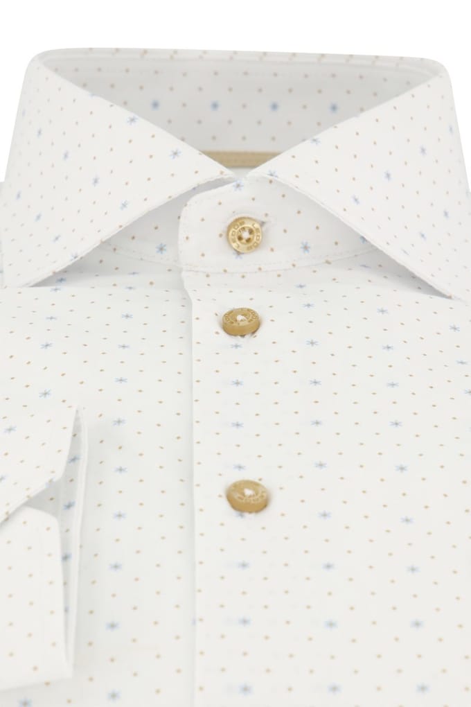 Ledub business overhemd modern fit wit geprint