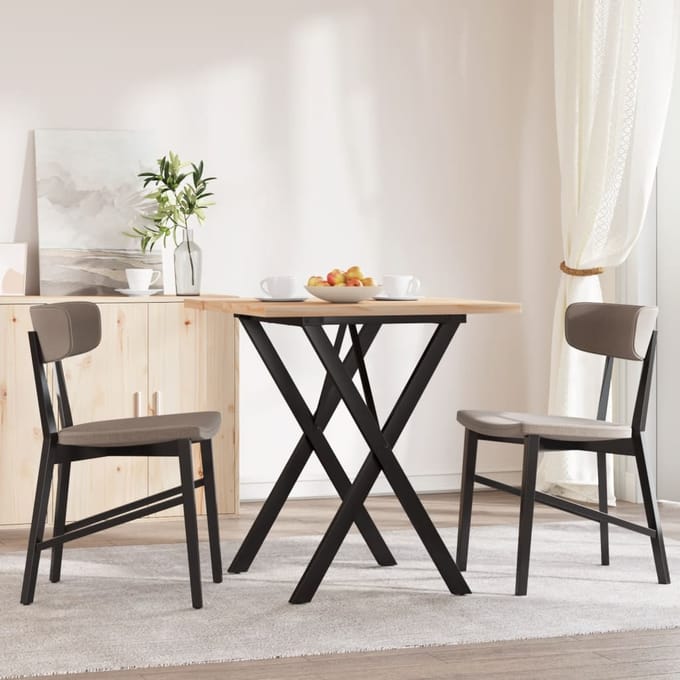 vidaXL Eettafel X-frame 70x70x75,5 cm massief grenenhout en staal