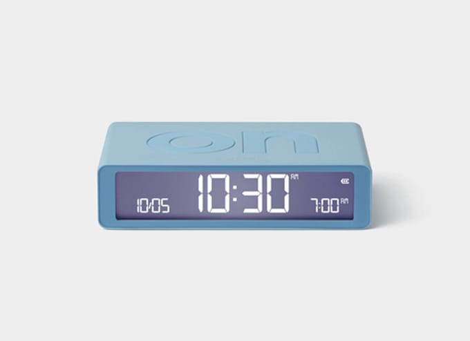 Lexon Flip Classic ON OFF omkeerbare oplaadbare Wekker - licht blauw