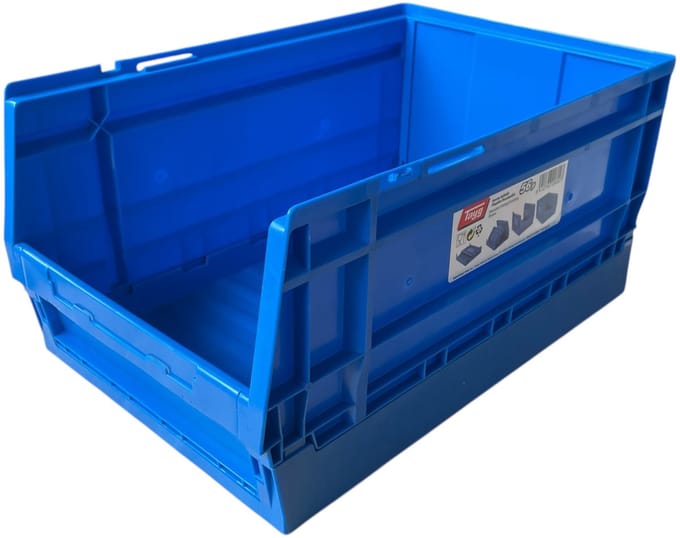Tayg Inklapbare Voorraadbak – Set van 2 – Blauw – 42 × 27 × 20 cm – Stapelbaar & Opvouwbaar