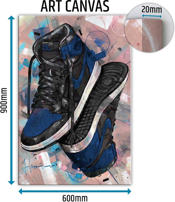 Sneaker canvas upside down royal blue 60x90 cm
