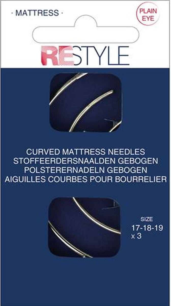 ReStyle Stoffeerdersnaalden gebogen , 3 stuks, maat 17-18-19 assorti