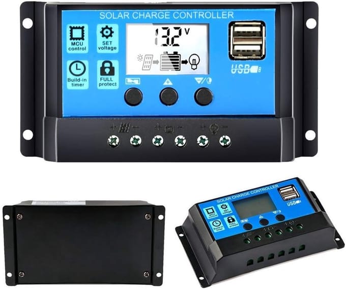 30A Solar Laadregelaar 12V/24V PWM Automatische Instelbaar LCD-Scherm met Dubbele USB