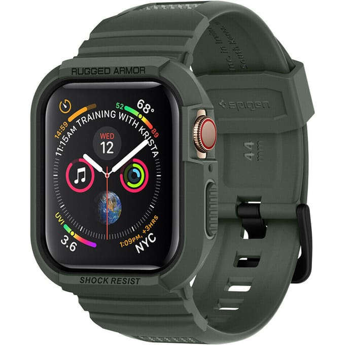 Spigen Rugged Armor Pro - Apple Watch 45MM / 44MM Hoesje en Bandje - Groen