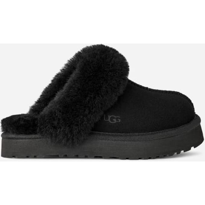 UGG® Disquette for Kids in Black, Size 3, Suede/Polyester/Wool