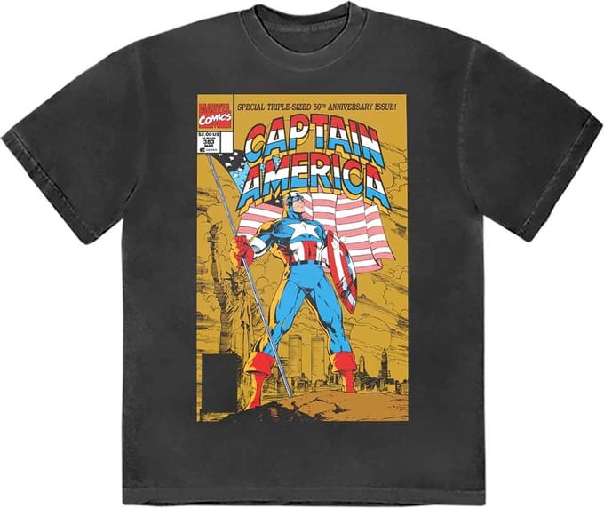 Marvel Captain America - 50th Comic Cover Heren T-shirt - M - Zwart