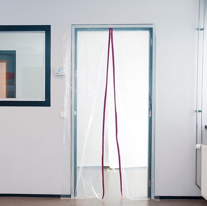 Stofdeur met rood rits - 120x220cm - FX Tools