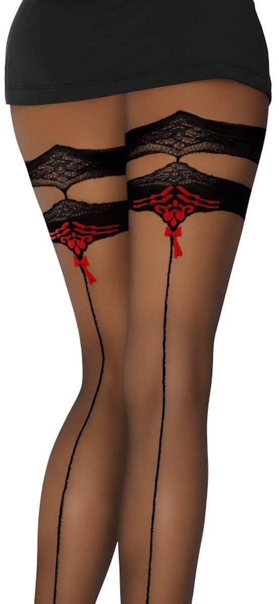 Naadpanty Sharisea - Kousen print - 20 Denier - Zwart - Maat: S