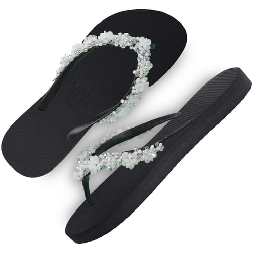 Uzurii Precious Bloom White Dames Slippers Black Maat 37/38