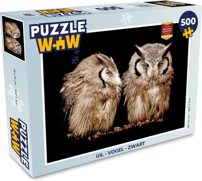 Puzzel Uil - Vogel - Zwart - Legpuzzel - Puzzel 500 stukjes