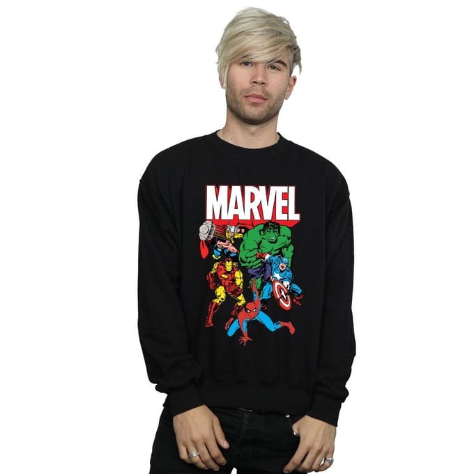 Marvel Heren Hero Group Sweatshirt (Zwart)