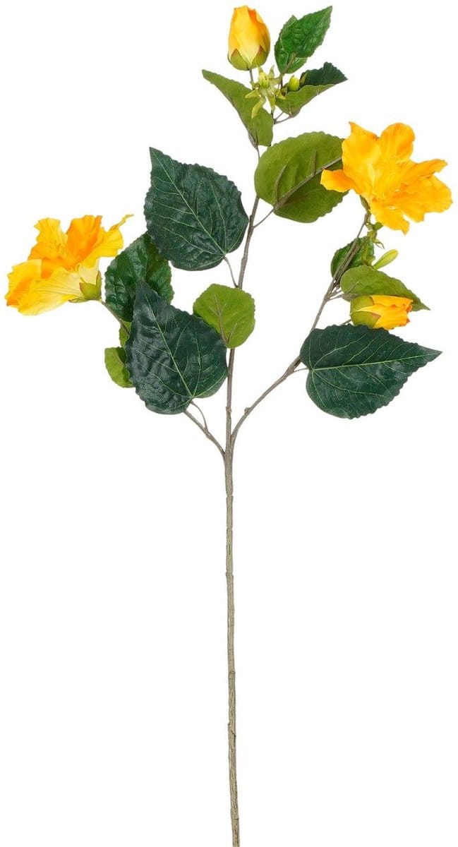 MICA DECORATIONS HIBISCUS TAK GEEL - L76CM 127066 YELLOW