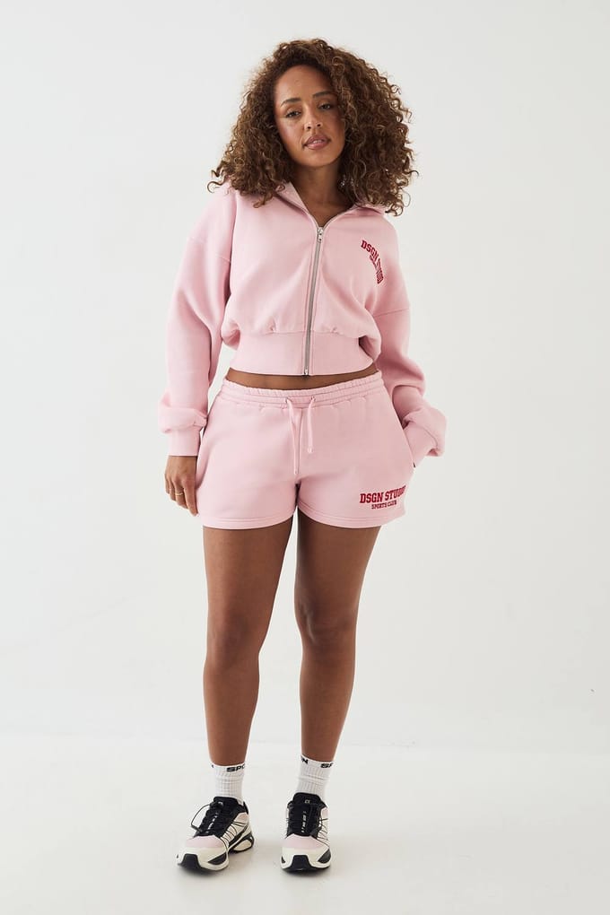 Dames Dsgn Studio Applique Sweat Short | Roze | Maat: 3XL