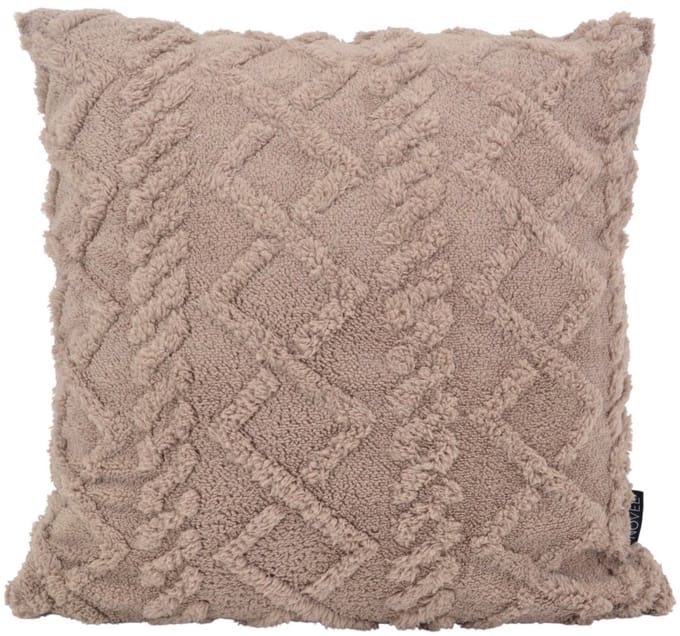Sierkussen Furry Cross Taupe | 45 x 45 cm | Polyester