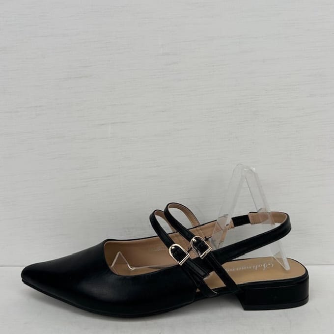 Leatherlook slingbacks met lage hak zwart Zwart / 36