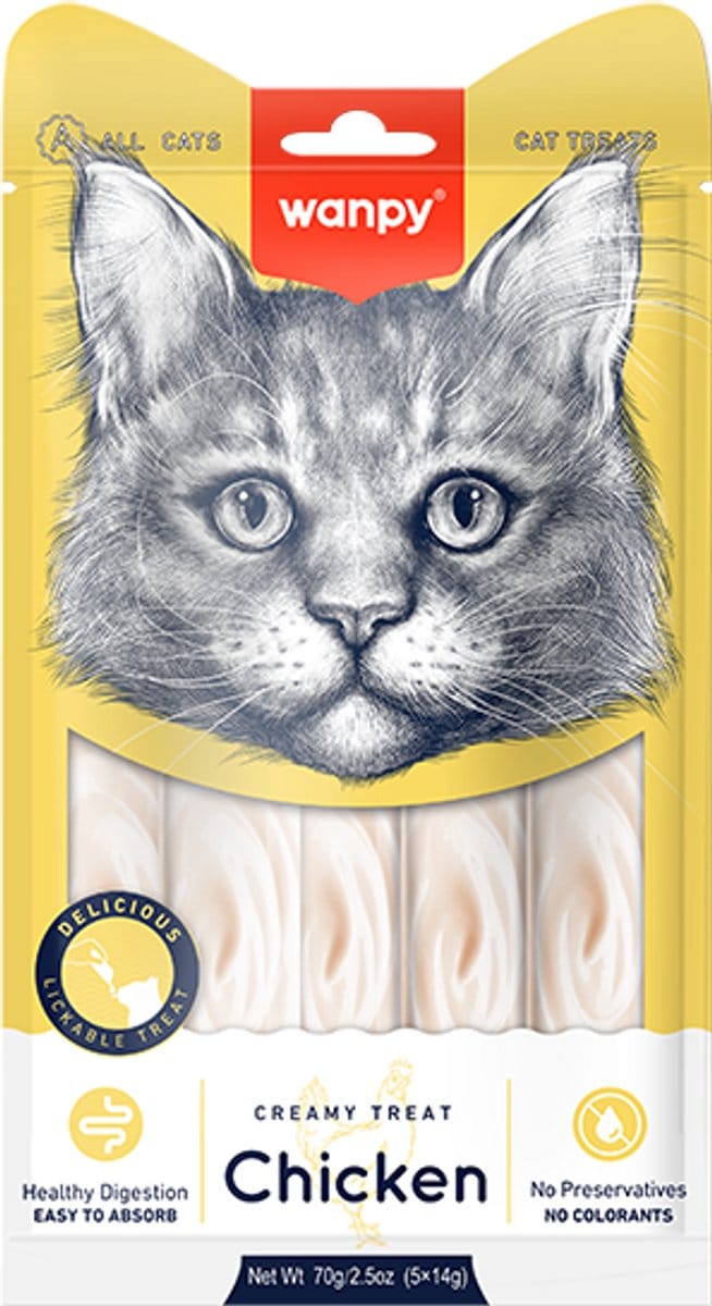 Wanpy creamy lickable treats chicken 3x 14 gr 5 st