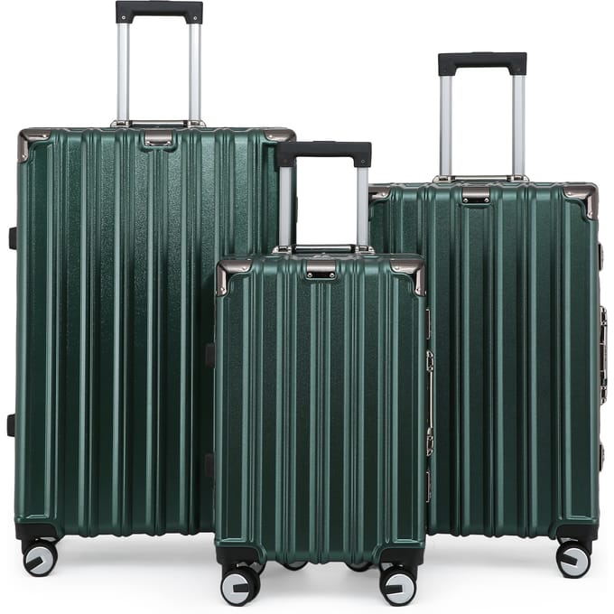 Hardshell Groene Kofferset Robuuste 8 Wiel Bagage Cabine Koffer Tas