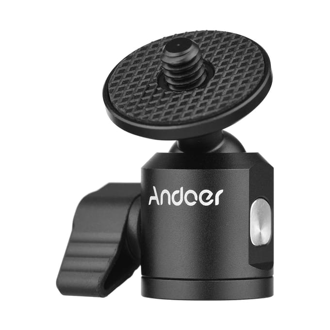 Andoer Mini Balhoofdadapter Camera Statief Balhoofd Mount Aluminiumlegering 1/4 Inch Schroefconnector Bottom Screw black