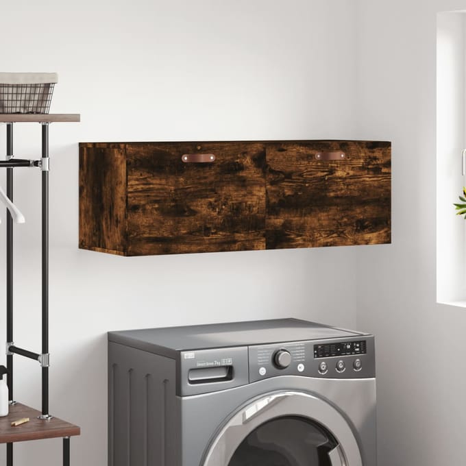 vidaXL Wandkast 100x36,5x35 cm bewerkt hout gerookt eikenkleurig