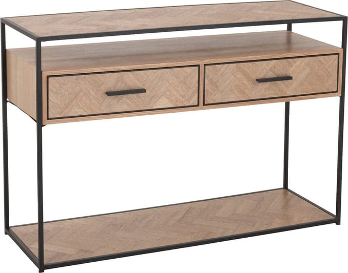 J-Line console Zigzag 2 Lades - hout/metaal - naturel/zwart