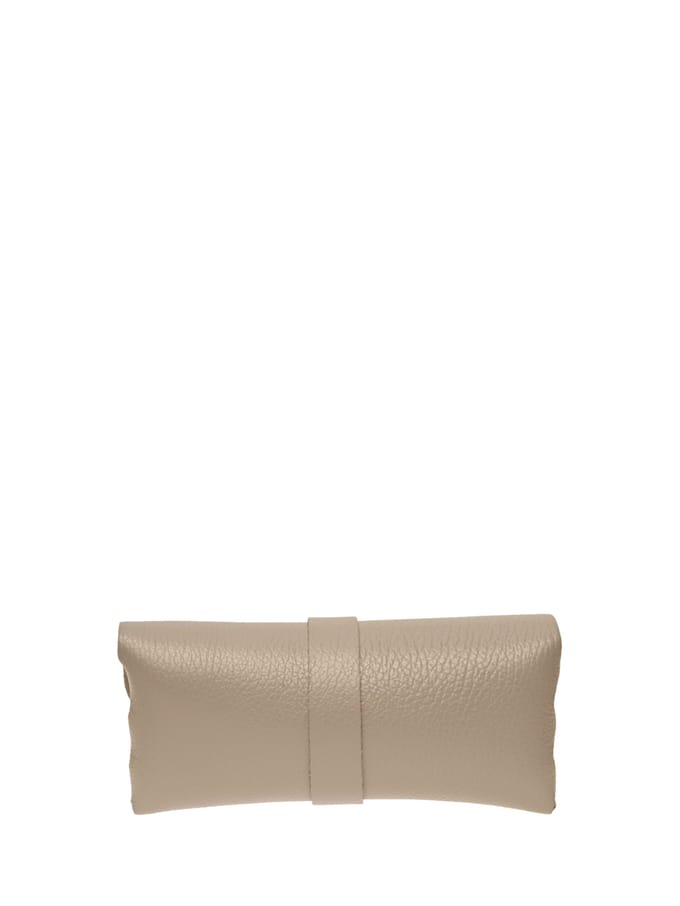 Roberta M Beige Rundleer zonnebril hoesje