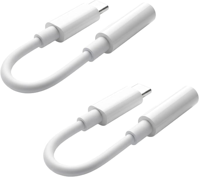 USB C naar 3,5 mm jackadapter, 2 stuks, compatibel met iPhone, Samsung en Google Pixel, ideaal voor audio en muziekgebruik