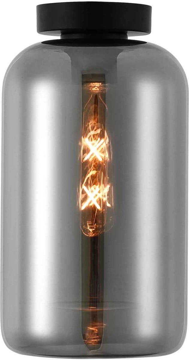 Artdelight - Plafondlamp Botany Ø 18 cm rook glas zwart