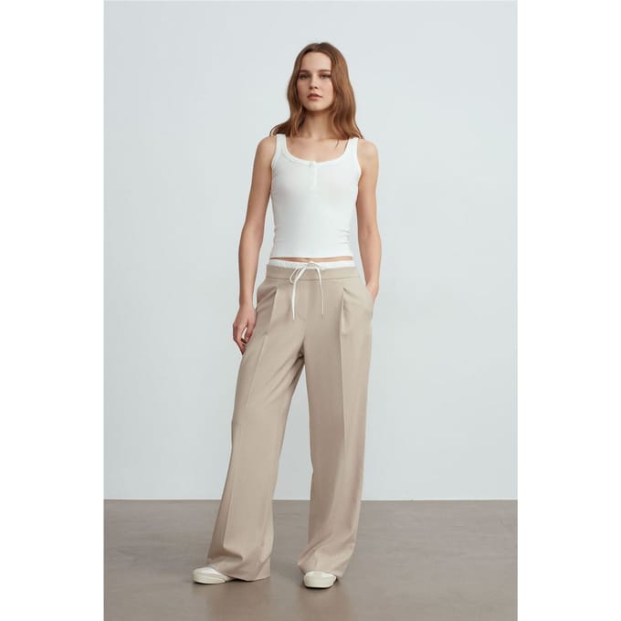Geribbelde Crop Cami Blouse