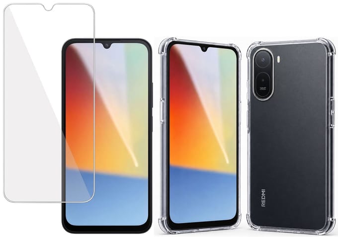 TechNow Hoesje + Screenprotector geschikt voor Xiaomi Redmi A7 Pro 4G Hoesje Screenprotector - Tempered Glass - Extreme Shock Case Transparant