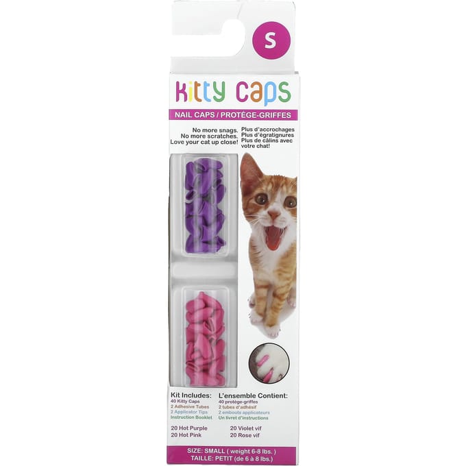 Kitty Caps, nagelkapjes kit, klein, heet paars, heet roze, 44-delige kit white