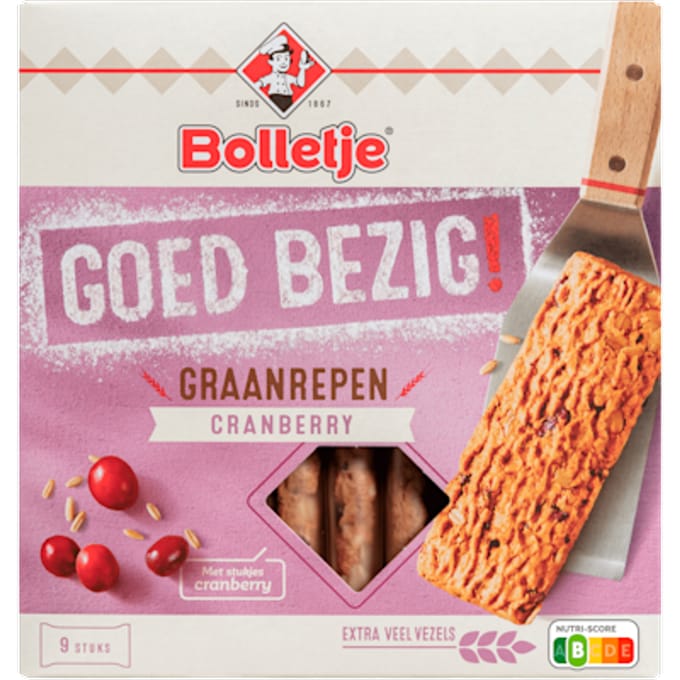 Krokante graanrepen cranberry