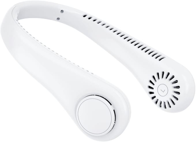Draagbare nekventilator - Wit - USB oplaadbare miniventilator - Ideaal voor buitenactiviteiten/reizen of thuisgebruik.